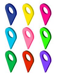 set isometric map pointers multicolor pin vector image