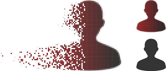 dissolving pixelated halftone user icon vector image