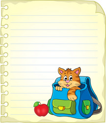 notebook page with cat in schoolbag vector