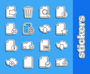 set line add new folder cloud download document vector image