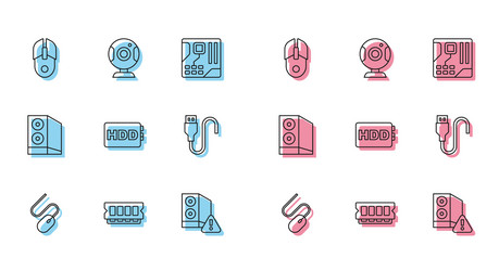 set line computer mouse ram random access memory vector image