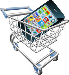 Smart phone shopping cart concept vector