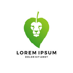 Lion Leaf Head Logo - Nature Symbol Vector Image