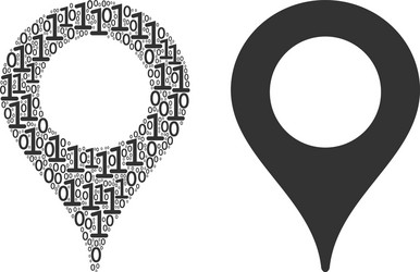 map marker collage of binary digits vector image