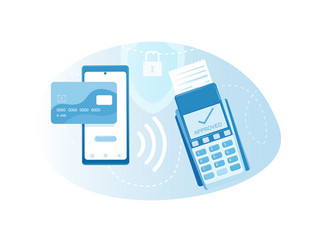 Mobile phone nfc payment on terminal isolated vector