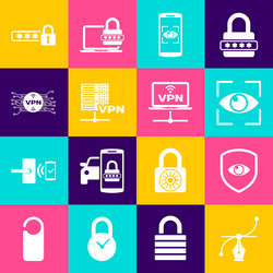 set bezier curve shield and eye scan mobile vector image