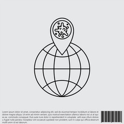 Virus bacteria map pointer and globe line vector