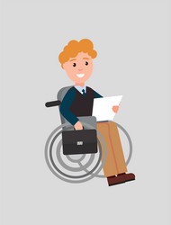 Disabled man reading paper vector