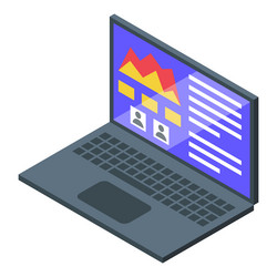 laptop showing statistics charts and data analysis vector image