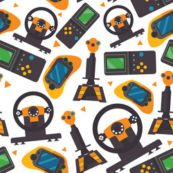 Seamless pattern with gamepads pc controllers vector