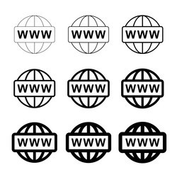 Www world wide web set site symbol internet vector