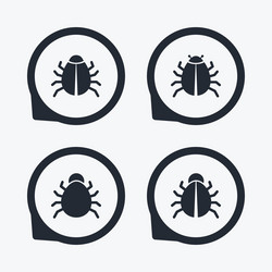 Bugs signs virus software error icons vector