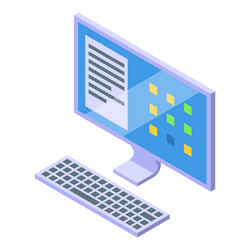 computer showing document and icons on blue screen vector image