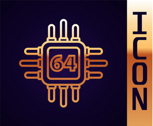 gold line computer processor with microcircuits vector image