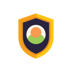 golden shield protecting user profile with secure vector image