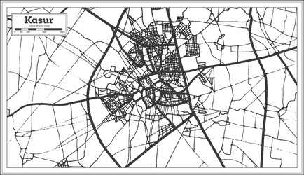 kasur pakistan city map in black and white color vector