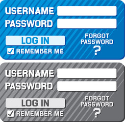 Log in form with username and password fields vector