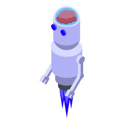 modern robot flying with jetpack and showing brain vector image