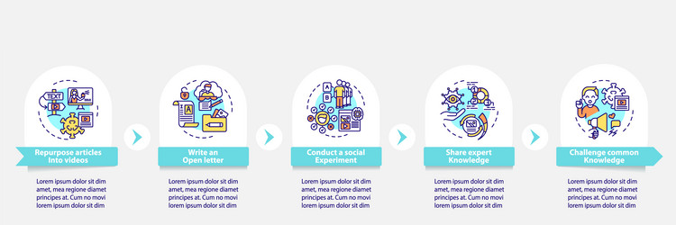 Shareable content methods infographic template vector