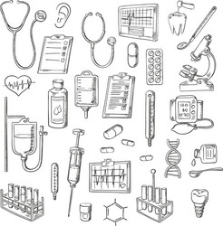 medical checkup and treatments sketch icons vector