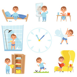 daily routine kids making various cases in all day vector image