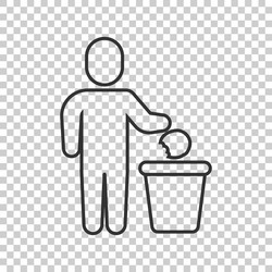 garbage bin with people icon in flat style vector image