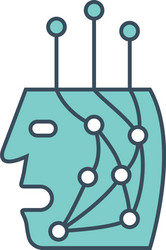 bot head icon with neural network inside vector image
