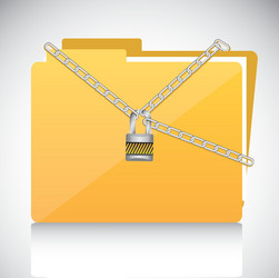 chains with a padlock on file folder conceptual vector image