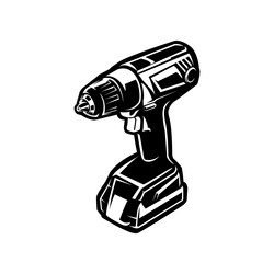 cordless drill mechanic tool monochrome icon Vector Image