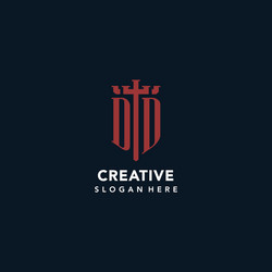 dd initial monogram logos with sword and shield vector image