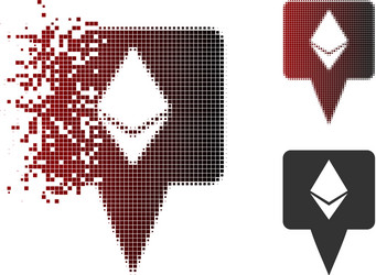 dissipated dot halftone ethereum map pointer icon vector image