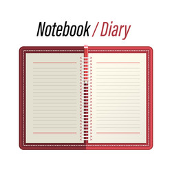 empty notebook - memo diary with lined papers vector image