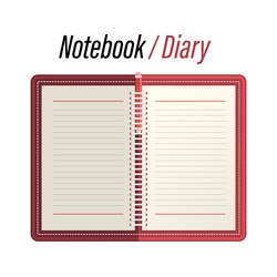 Empty notebook - memo diary with lined papers vector