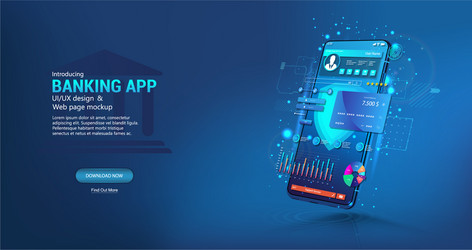 internet banking - mobile phone app with ui vector image