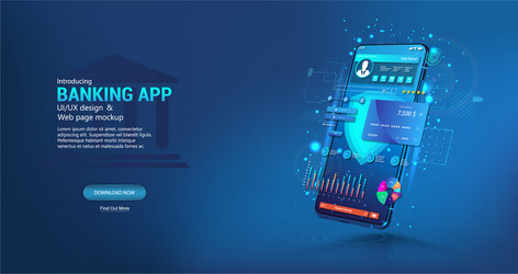 internet banking - mobile phone app with ui vector