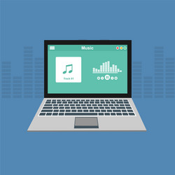 media player application app template with flat vector image