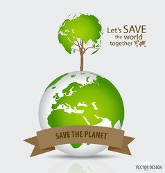 save the world tree shaped map on a globe vector image