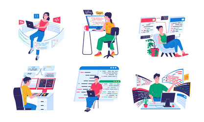 Software Developers and Coders vector image