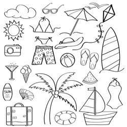 Summer Holiday Doodle Collection Vector Image