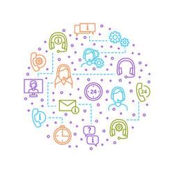 support service thin line round design vector image