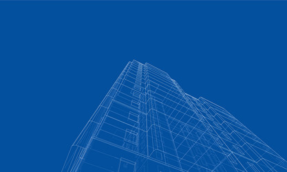 wire-frame model a multi-storey building vector image