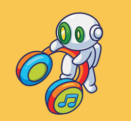 cute astronaut robot using headphone vector image