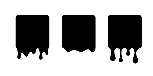 Paint drip icons set splash of black ink circle vector