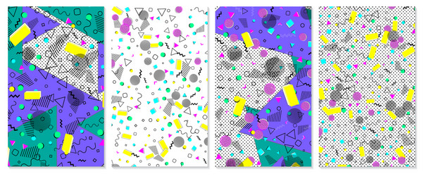 set of memphis pattern pop art color background vector image