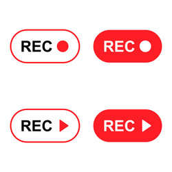 set of recording sign button red app panel rec vector image