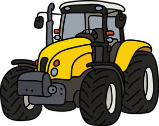 Yellow heavy tractor vector