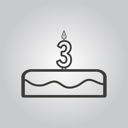 cake with candles in the form of number 3 icon vector image