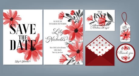 Floral Wedding Invitation Template Vector Image
