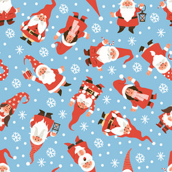 Gnomes seamless pattern christmas dwarfs in red vector