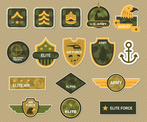 military symbol and army badge set vector